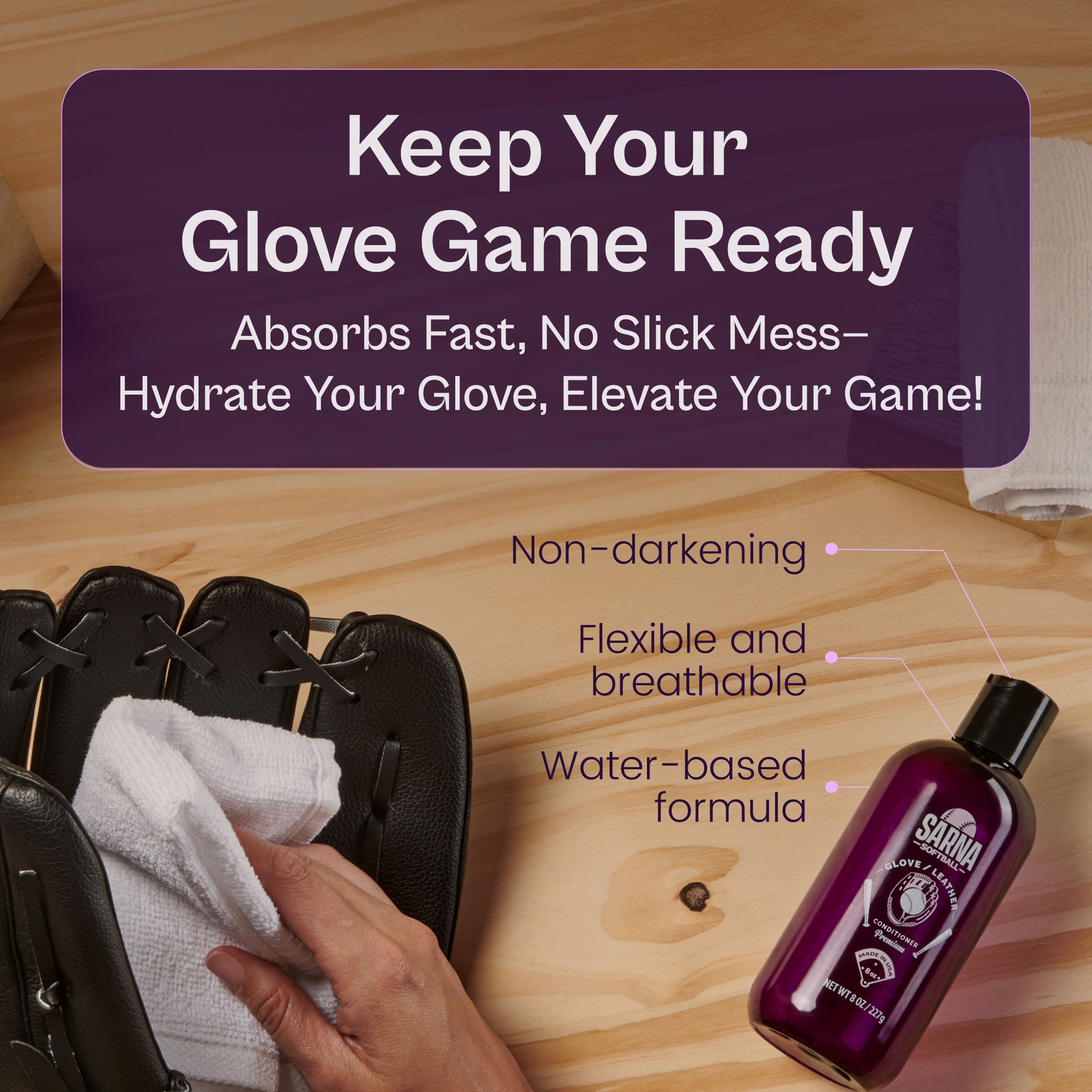 sarna softball glove conditioner water-based