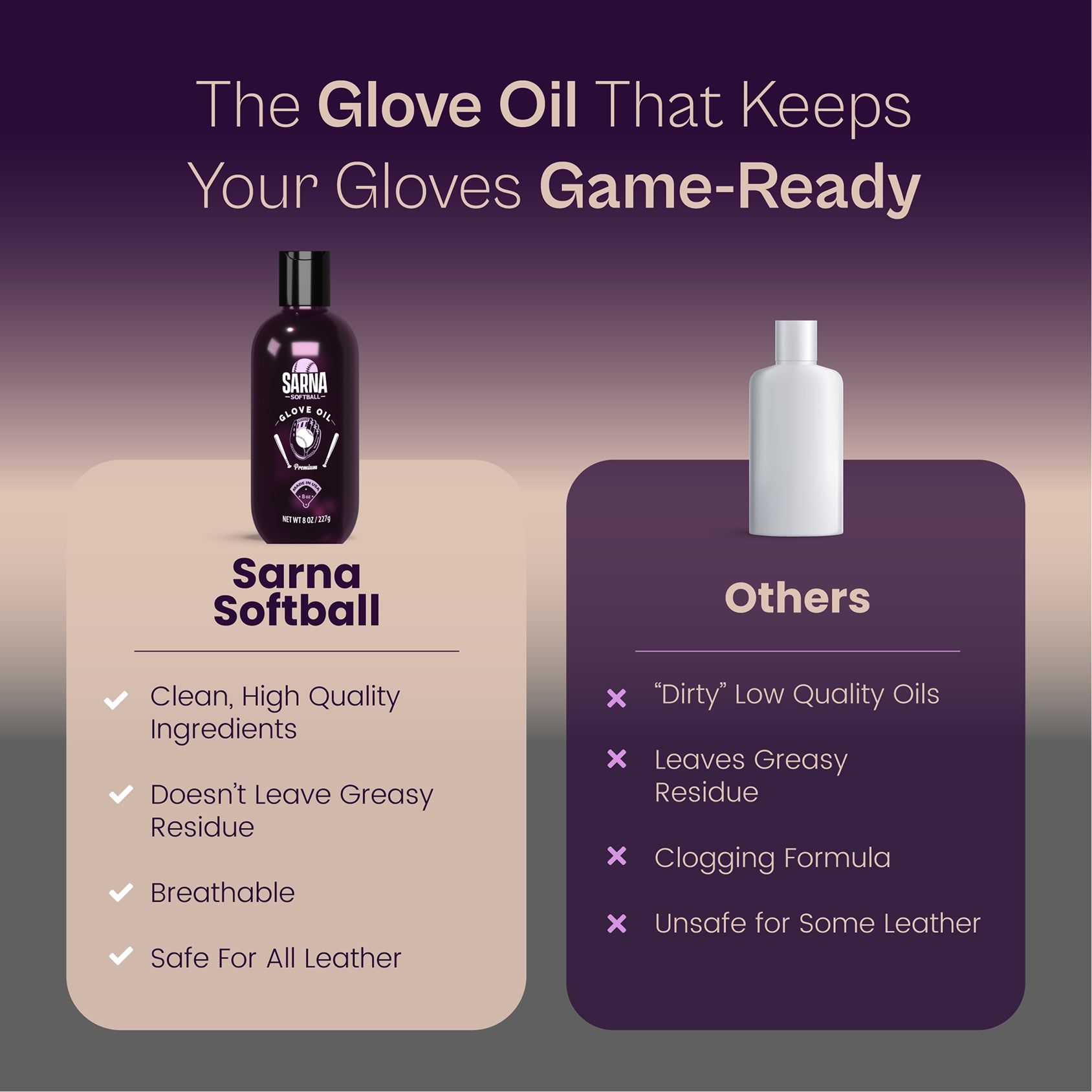 Sarna softball glove leather oil